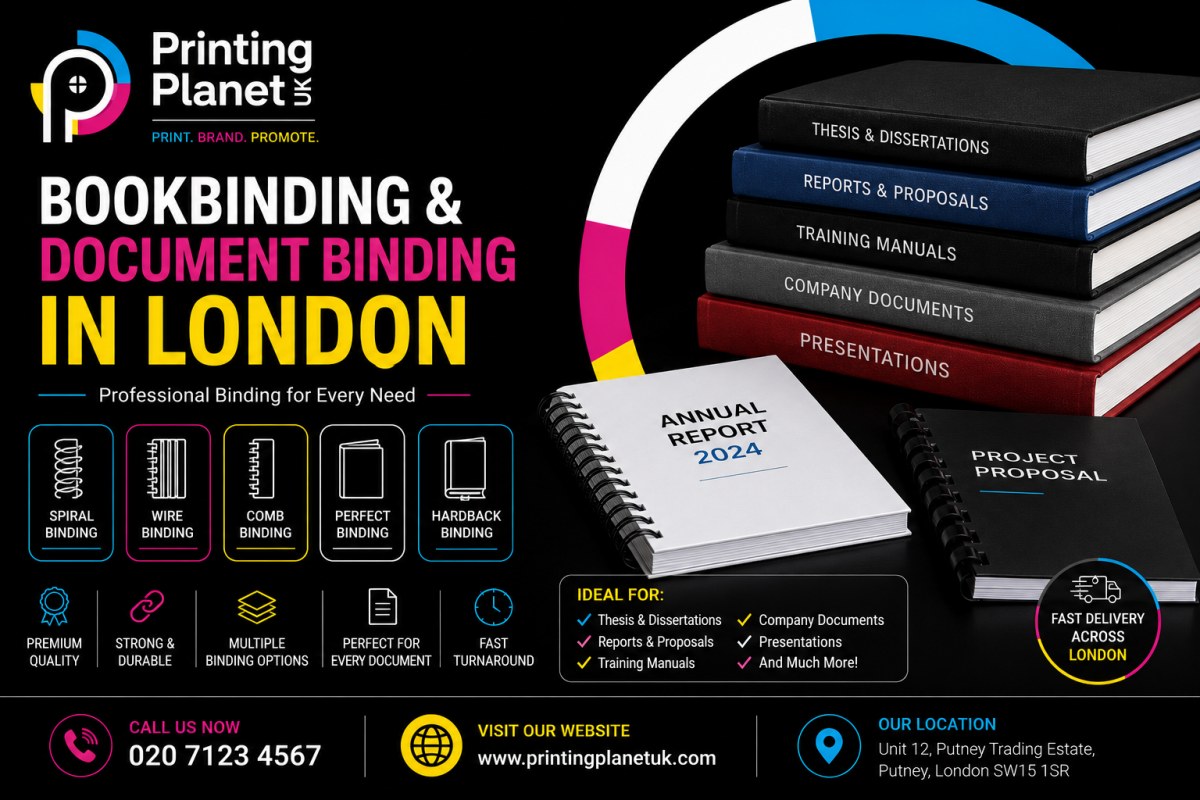 Document binding and bookbinding service in Putney, London including thesis binding and same day options