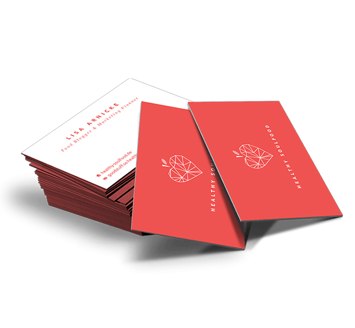 Printed business cards with soft-touch finish