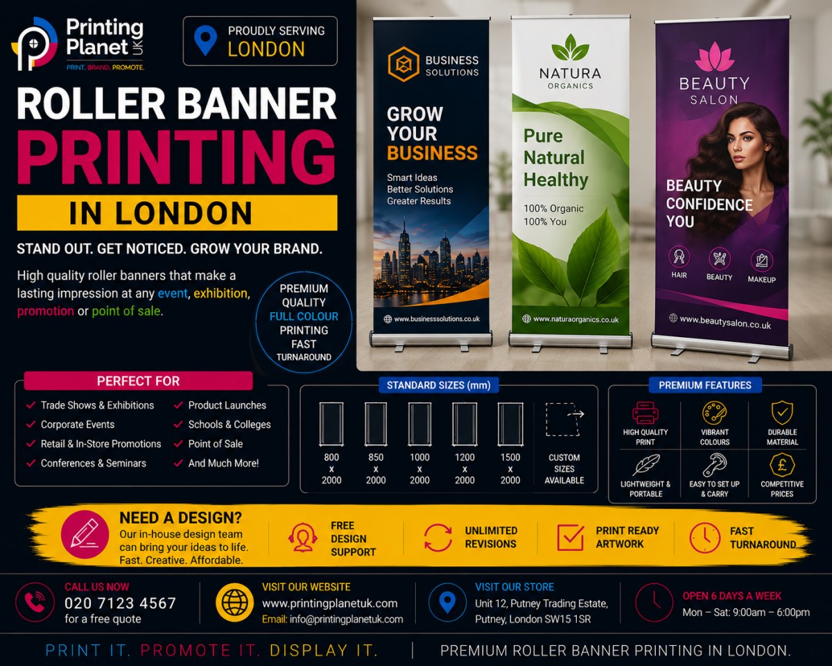 Roller Banner Printing Guide: Sizes, Materials and Artwork Setup