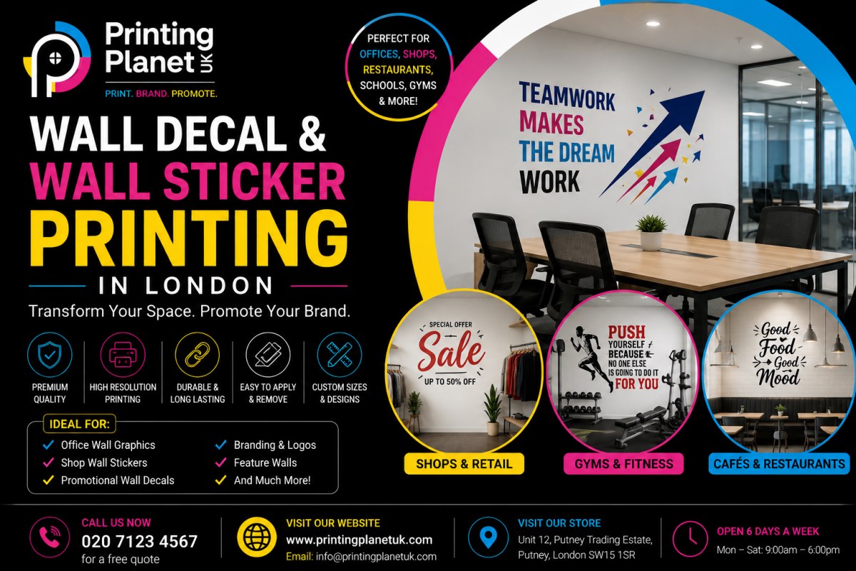 Wall decal and wall sticker printing for office, home, retail and kids room in London